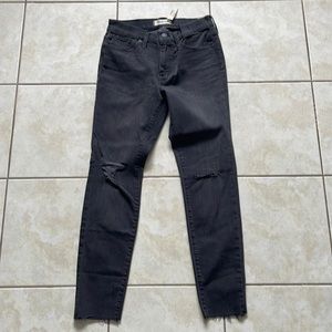 NWT Madewell 9” Mid-Rise Skinny Jeans Raw Hem Black Sea